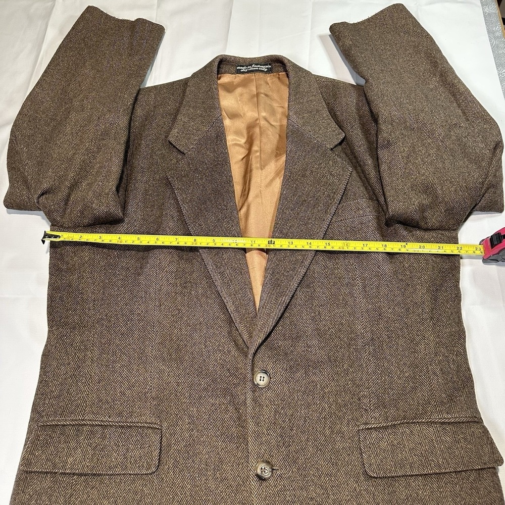 Van Jullen Brown CAMEL HAIR HERRINGBONE Sport Coat Blazer Jacket 40R Vintage - Picture 4 of 13